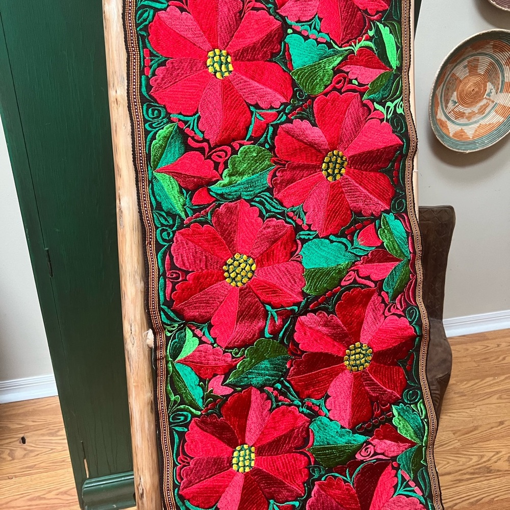 Poinsettia runner Chiapas Mexican artisanal work